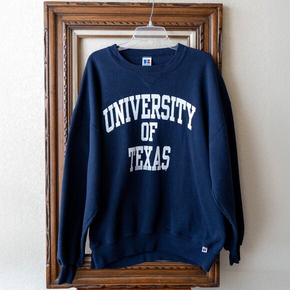 Vintage Russell Athletic University of Texas Sweatshirt XXL Navy Made in USA - Picture 1 of 6